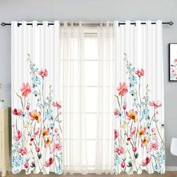 newturn 225 cm (7 ft) Polyester, Tissue Room Darkening Door Curtain (Pack Of 3)-picture-42