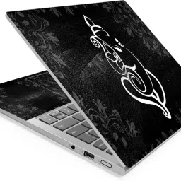 Anweshas Ganesh Black Floral Ruff Full Panel Laptop Skins Upto 15.6 inch - No Residue, Bubble Free - Removable HD Quality Printed Vinyl/Sticker/Cover Self Adhesive Vinyl Laptop Decal 15.6-image-1