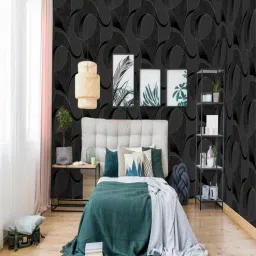 marshalls wallcoverings Tempo Black PVC High Wash Resistant Wallpaper Roll-picture-35