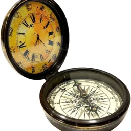 Antique Nautical Compass Pocket Compass Analog Clock Brass Compass-44