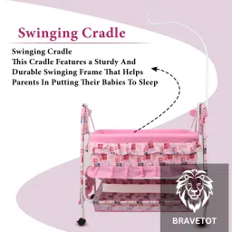 bravetot Baby Cradle With Mosquito Net , Swing & Storage image 2