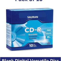Sauran CD Recordable Pack of 10 Blank Digital Versatile Disc DVD 700 MB-25