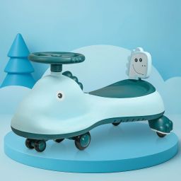 Swing Car for Kids 3+ Years | 80 Kg Weight Capacity | Shark - Sky Blue Kids Scooter-image-92