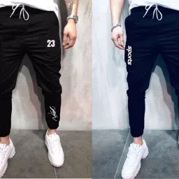 Pack of 2 Men Printed Black, Blue Track Pants-18