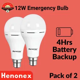 henonex Bright White 12W Emergency Rechargeable Bulbs Pack of 2 2 hrs Bulb Emergency Light-picture-26