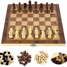 CHESS WOODEN BOX WITH WOODEN CHESS COINS, CLASSY CHESS BOARD ( BROWN) 6 cm Chess Board-picture-26