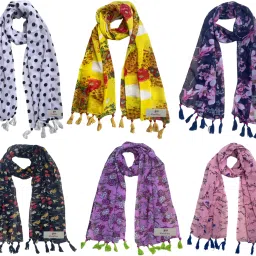 Printed Chiffon Women Multicolor Stole, Fancy Scarf-image-78