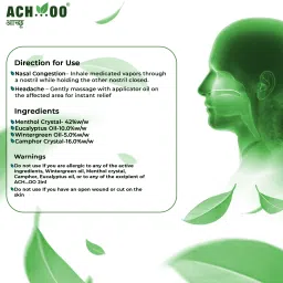 ACH...OO 2 in 1 Natural Inhaler and Applicator Breathe Easy for Cold & Nasal Congestion Key chain (Pack of 3) Vaporizer image 5