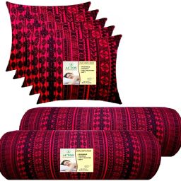 5 Cushion And 2 Microfibre Geometric Bolster Pack of 7-image-111