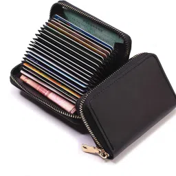 Men & Women Black Artificial Leather Card Holder-picture-10