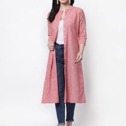 Women Straight 3/4th Sleeve Red Shrug-image-42