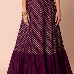 INDYA Ethnic Foil-Printed Maxi Flared Skirt-picture-11