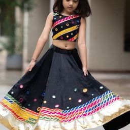BAESD Girls Embroidered Mirror Work Ready to Wear Lehenga & Blouse-picture-36