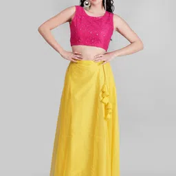 Frolic Rolic Embroidered Thread Work Net Ready to Wear Lehenga & Blouse-picture-19