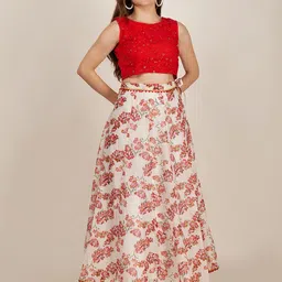 Frolic Rolic Embroidered Thread Net Work Ready to Wear Lehenga & Blouse-picture-10