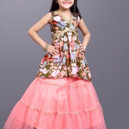 BAESD Girls Printed V-Neck Net Ready to Wear Lehenga Choli-image-23