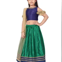 Aarika Girls Navy Blue & Green Ready to Wear Lehenga Choli-image-74