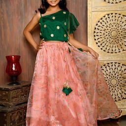 LilPicks Girls Green & Pink Embellished Lehenga & Blouse-picture-56
