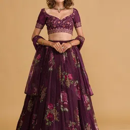 FABPIXEL Embroidered Sequinned Semi-Stitched Lehenga & Unstitched Blouse With Dupatta-picture-19