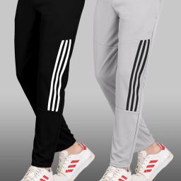 Men Striped Grey Track Pants-image-69