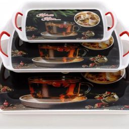 Serving Tray Set of 3, Melamine Trays for Kitchen Serving Snacks Tea (All Sizes) Tray-image-88