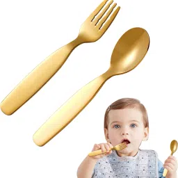 Stainless Steel Spoon Fork Toddler Set Smooth Edges Durable Stainless Steel Cutlery Set-image-33