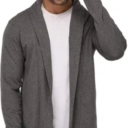 Men Longline Full Sleeve Grey Shrug-image-88