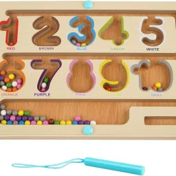 Montessori Wooden Toys Puzzle Number Board Counting Matching Magnet Maze Game-11