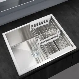 304 Grade Stainless Steel Handmade Kitchen Sink With Drain Rack 304 Grade Stainless Steel Handmade Kitchen Sink With Drain Rack (22x18 Inches) Vessel Sink-image-87