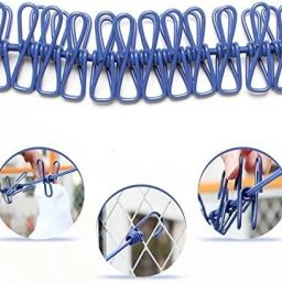 Portable Multi Functional Drying Rope with 12 Clips and 2 Hooks Multicolor-18