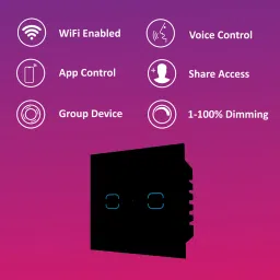 HomeMate WiFi 2-Way 2 Gang Touch Switch Smart Switch image 3