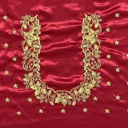Unstitched Silk Blend Blouse Material Embroidered-image-2