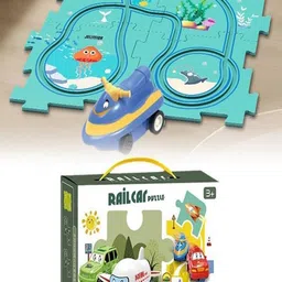 OPINA Kids Ocean theme Rail Car Puzzle Race Track-19
