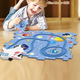 ADKD Kids Space Theme Rail Car Puzzle Race Track Car Play Set image 3