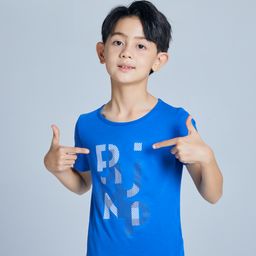 Boys Cotton Printed Tshirt - Blue-image-2