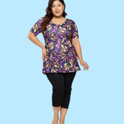 Geometric Print Women Swim-dress Purple Swimsuit-picture-22