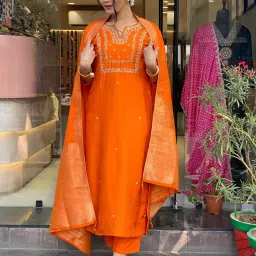 Embroidered Kurta, Trouser/Pant & Dupatta Set-picture-4
