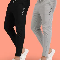 Pack of 2 Men Printed Black, Grey Track Pants-image-64