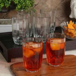 ceradeco Transparent 280 ml Glass Lotus Cut Designed (Set of 6) Everyday Glasses-picture-27