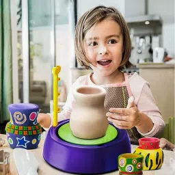 Pottery Wheel Clay Pot Making Machine Game with Colors and Stencils, Creative Educational Craft Toy Gift for Kids-picture-15