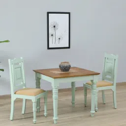 mudramark from pepperfry Joaquin Mango Wood 2 Seater Dining Set In Canary Green Finish-picture-35