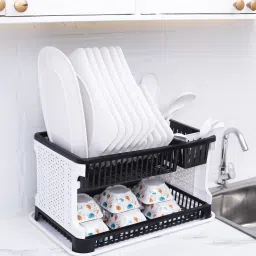 Dish Drainer Kitchen Rack Kitchen Utensils Rack/Modern Kitchen Storage Rack/Kitchen Organizer/Modular Kitchen Storage Rack/Utensils Rack with Plate & Cutlery Stand Containers Kitchen Rack (Plastic) Plastic-26
