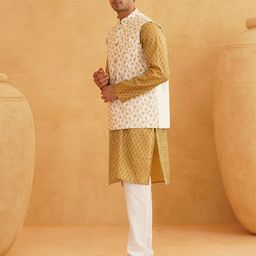 SOJANYA Ethnic Motifs Woven Design Kurta With Pyjama & Nehru Jacket image 5