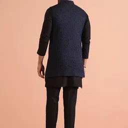 KISAH Men Woven Design Regular Fit Ethnic Motifs Kurta Nehru Jacket Trouser Set image 5