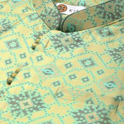KISAH Men Teal Green & Cream Coloured Kurta And Dhoti Pants With Nehru Jacket image 4