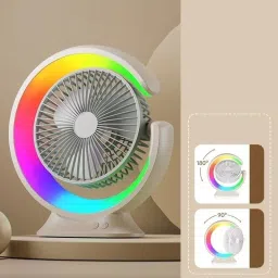 LACCO USB TableFansFolding Rechargeable Fan LED Light And MultifunctionUSB 2025 MODEAL Oscillating Small Desk With 4000 Mah Battery Operated USB Fan image 2