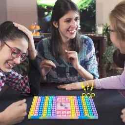 pluspoint Big Size Pop Game Fidget Toy, Silicone Bubble Rainbow Chess Board Push Popping Sound Popper Sensory Toys for Parent Child, Interactive Jumbo Stress Anxiety Relief Toy Play with Friends (Random color) (Rectangle) image 3