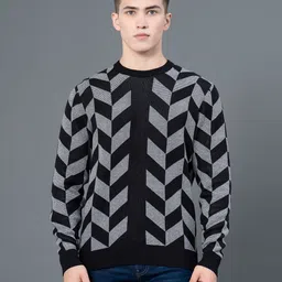 red tape Men Self Design Round Neck Black Sweater-picture-25