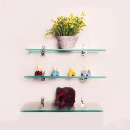 Multipurpose Glass Shelf Suitable For Bathroom, Kitchen, Living room, Glass Wall Shelf-27