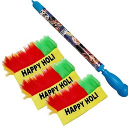 1 Blue pipe pichkari+3Happy Holi cap For Kids Holi Party Favor Water Gun-image-51